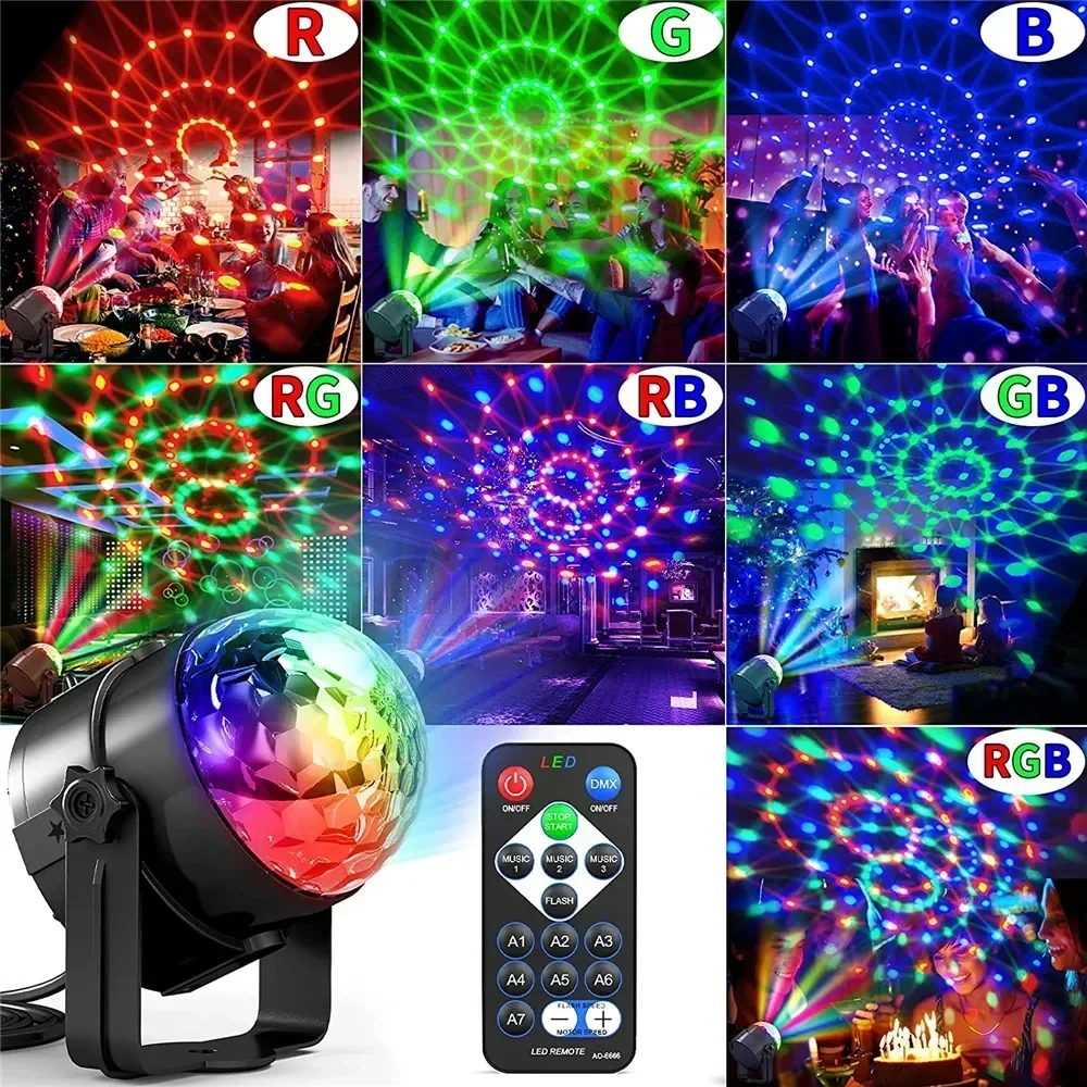 RGB LED Stage Disco Light Rota - Audio Music Dj 评论和价格